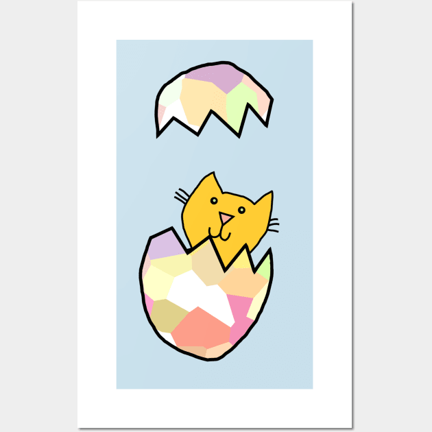 Cute Cat Popping Out of Funny Easter Egg Wall Art by ellenhenryart